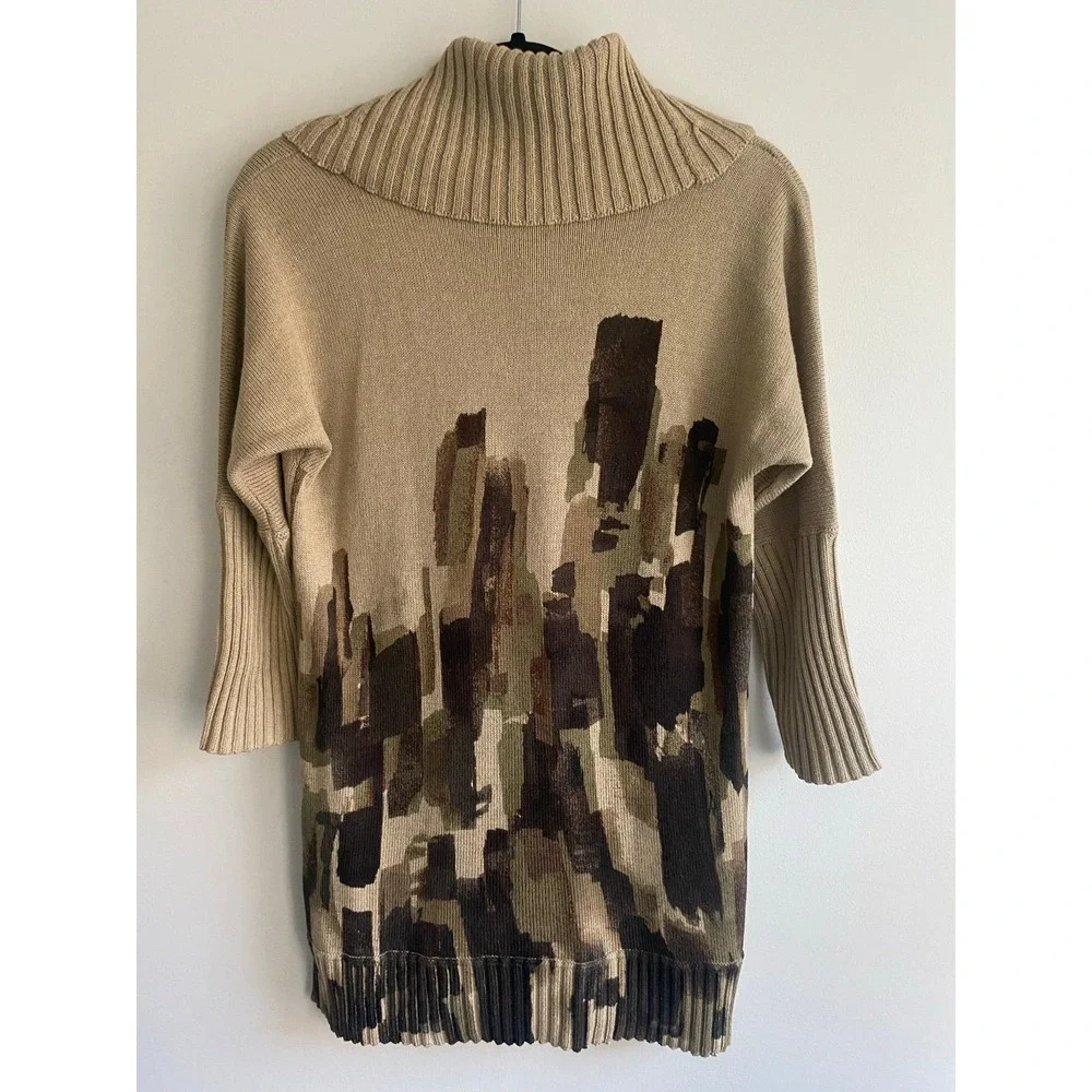 Wearable Art! Nie + Zoe Abstract Cowl Neck Sweater size M - Picture 7 of 9